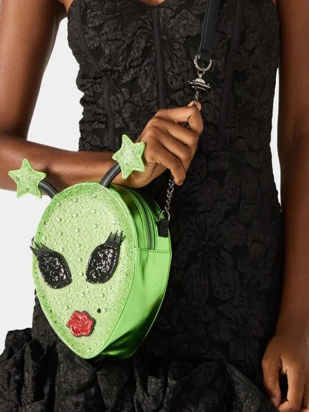 Betsey Johnson Exclusive Kitsch Lightup Out Of Your Orbit Bag Green Alien NWT - Picture 10 of 16